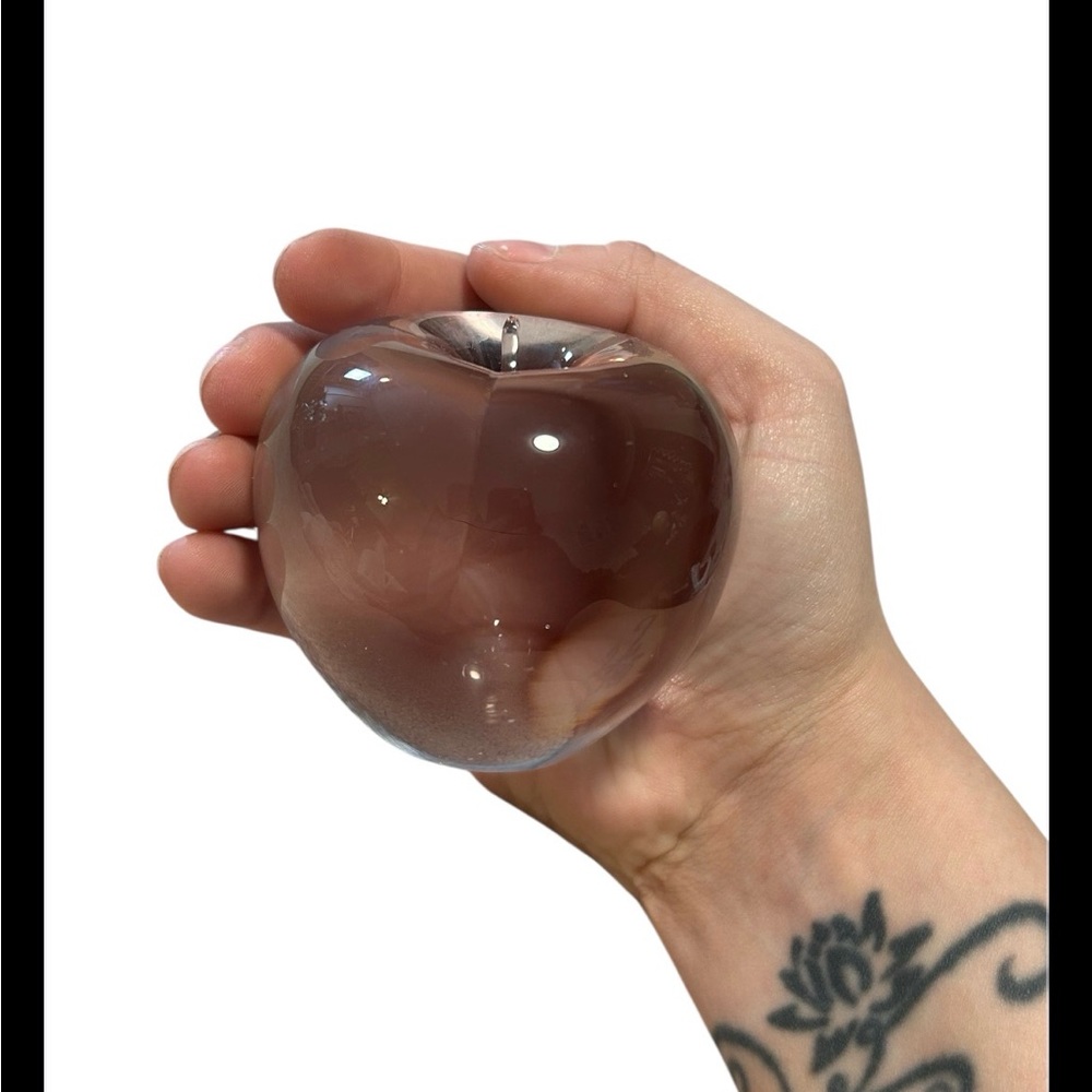 Vintage Wedgwood England Clear Crystal Apple Paperweight